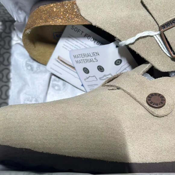 Birkenstock Boston Wome Taupe Suede Leather Soft Footbed New w/box Narrow/Wide - Picture 8 of 10